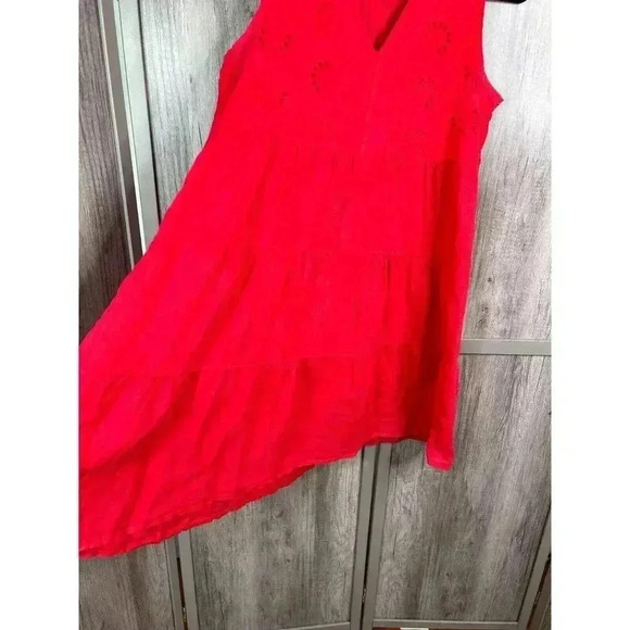 Rosemarine Dress Small Linen Tiered Red Color Sleeveless Made in Italy Sz S - Picture 7 of 9